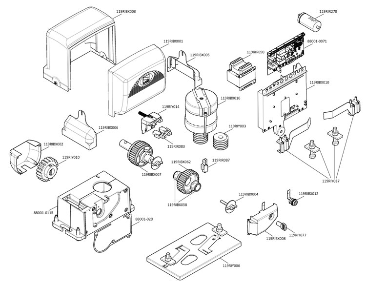 Запчасти для привода CAME BX-64 Запчасти для привода CAME BX-64