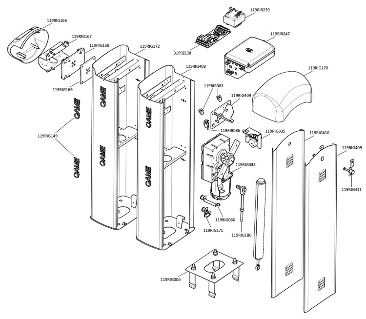 Запчасти для шлагбаума CAME GARD 4040 Запчасти для шлагбаума CAME GARD 4040