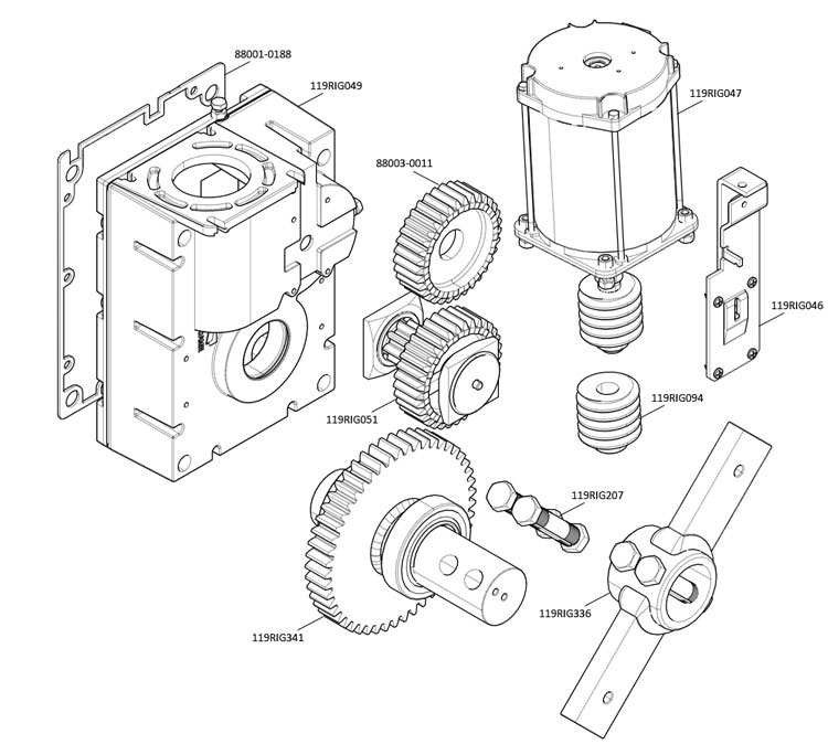 Запчасти для моторедуктора G4040 от шлагбаума CAME GARD 4040 Запчасти для моторедуктора G4040 от шлагбаума CAME GARD 4040